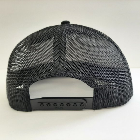 CAT Caterpillar Embroidered Flat Bill Mesh Snapback Cap Hat Black - Picture 4 of 4
